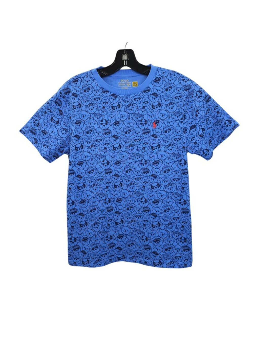 Polo Ralph Lauren Boys L 14-16 Blue All Over Print Polo Bear Short Sleeve Shirt